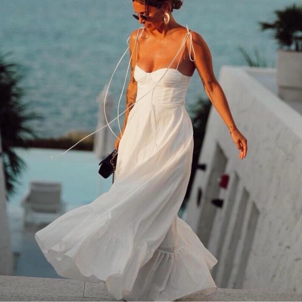 Zara Poplin Maxi Dress in White
